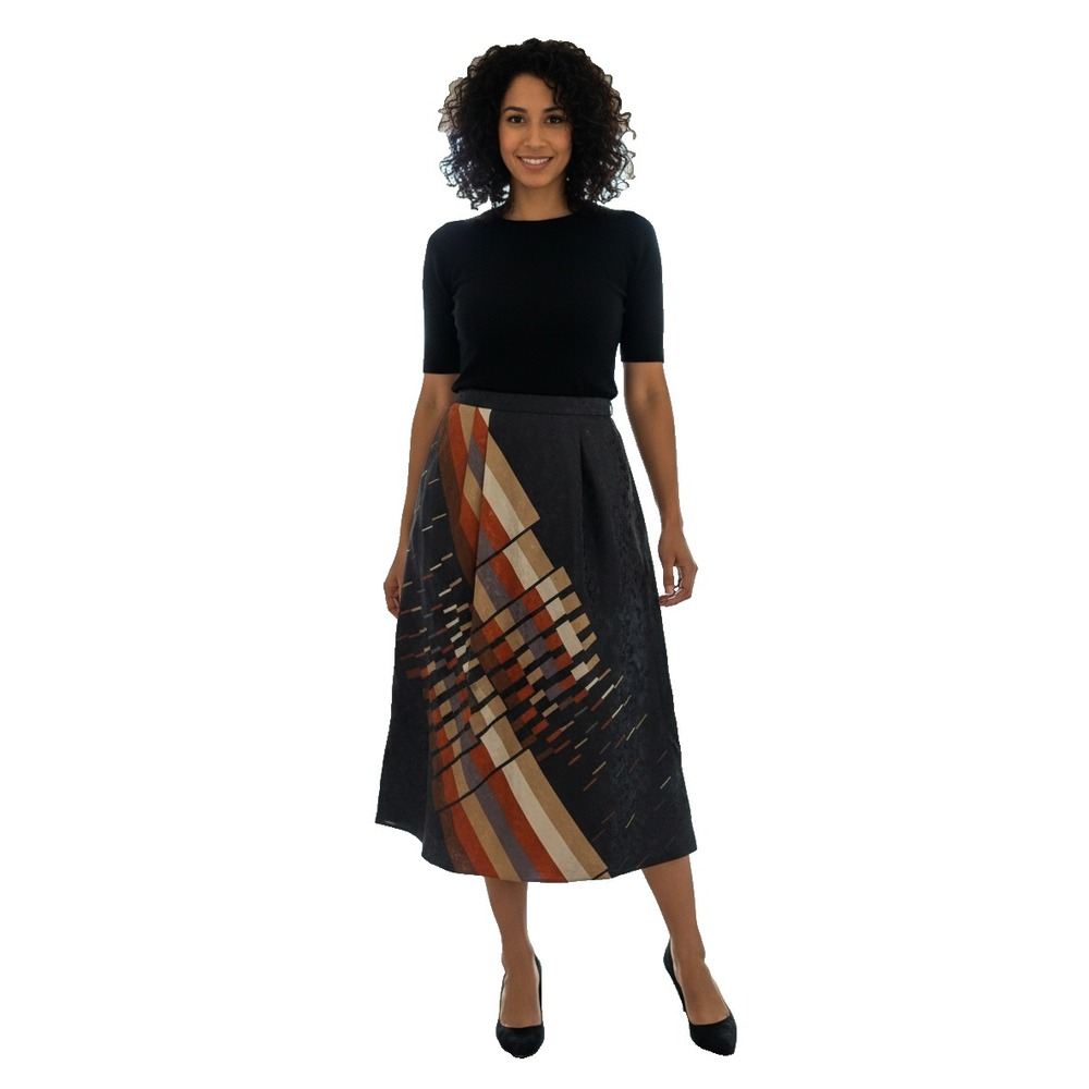 Vintage 1980s Anthony Sicari Skirt Size 8 Silky Abstract Artsy Indie Midi Unique